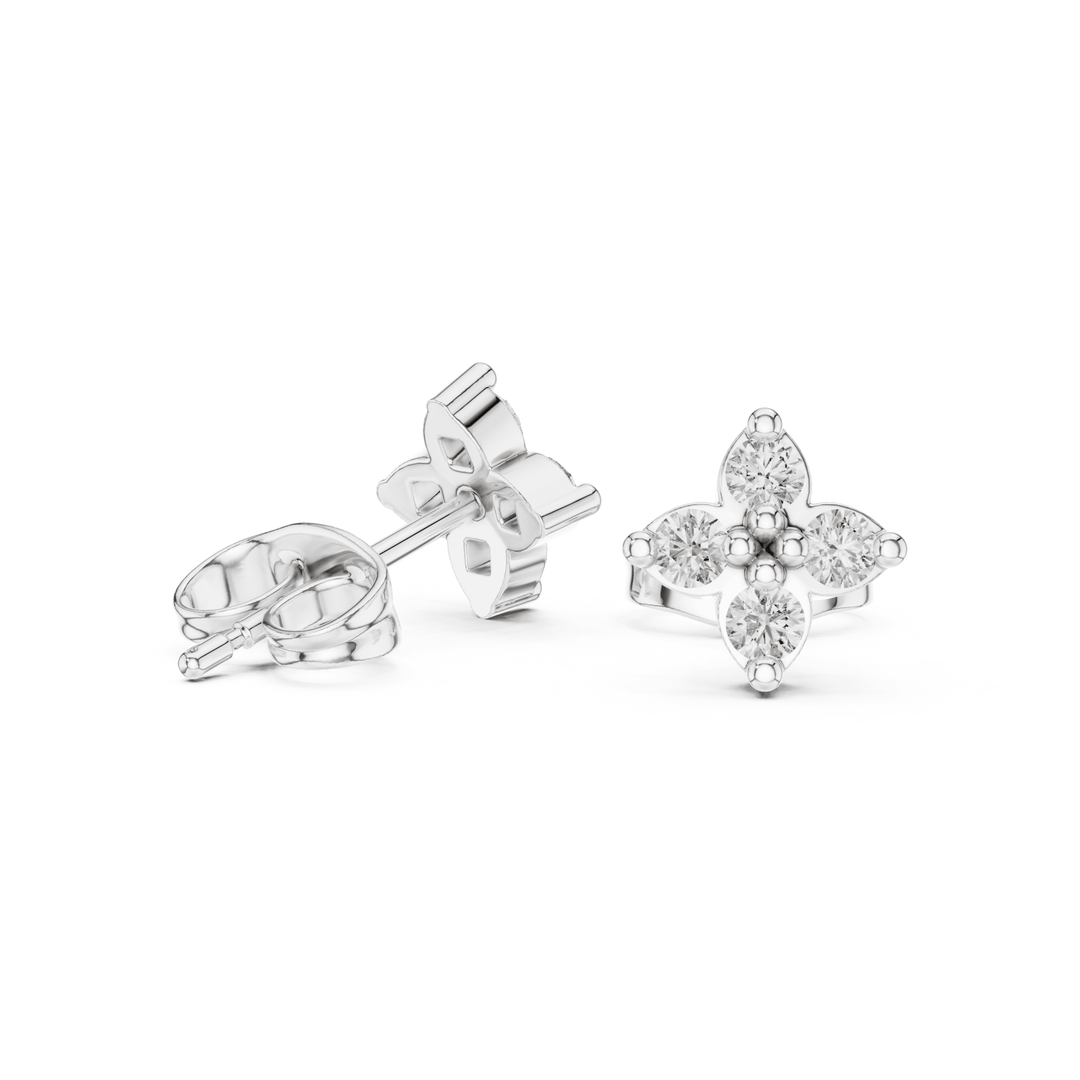 0.24 ctw Diamond Clover Cluster Stud Earrings - E1155 in Earrings by 18 KARATS INC.