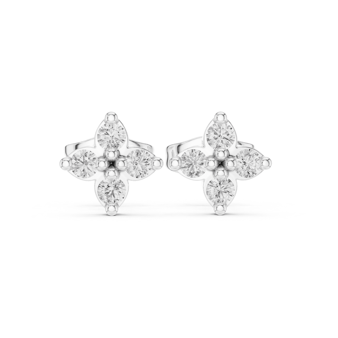 0.24 ctw Diamond Clover Cluster Stud Earrings - E1155 in Earrings by 18 KARATS INC.
