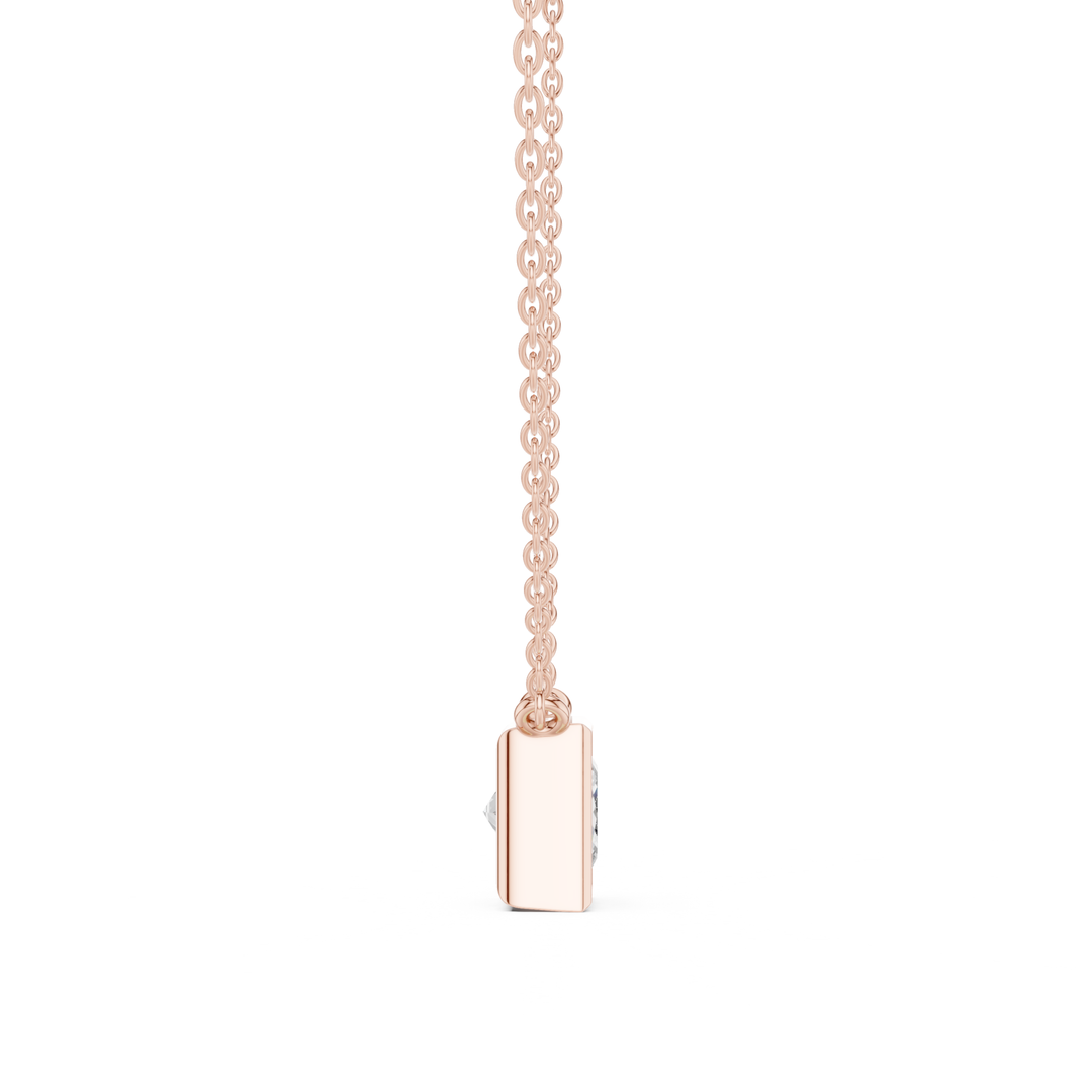 Princess Cut Diamond Bezel Solitaire Necklace - P1135PR