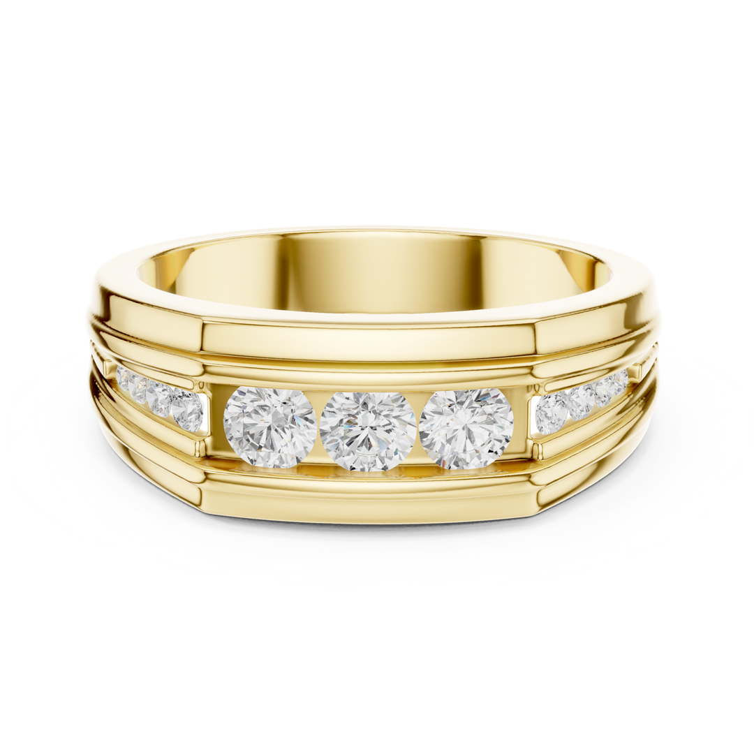 Channel Set Round Diamond Men's Band - B1136