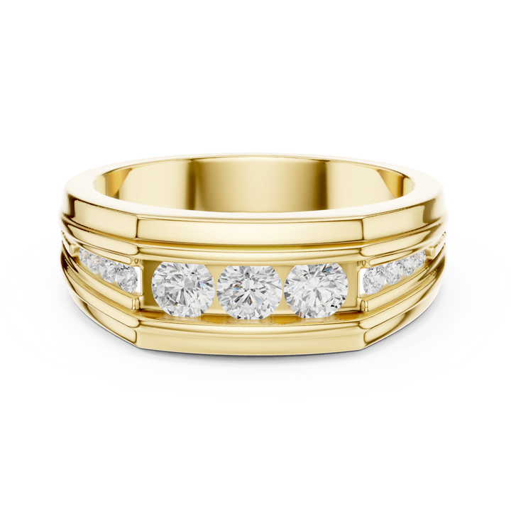 Channel Set Round Diamond Men's Band - B1136