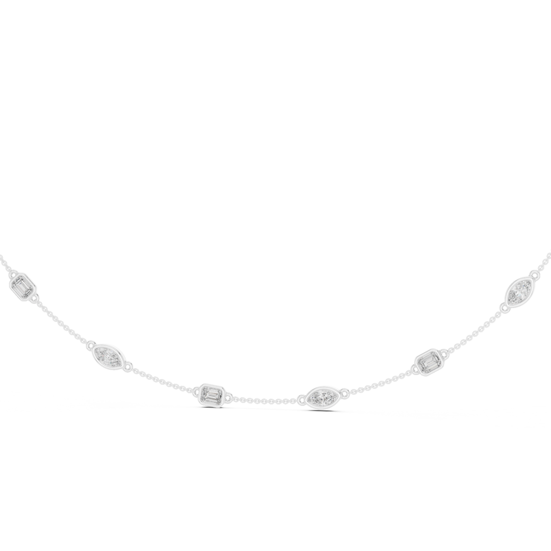 Marquise & Emerald 2.8 ctw Diamond Station Necklace - P1121