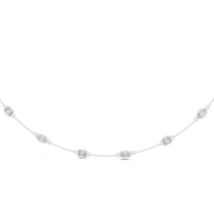 Marquise & Emerald 2.8 ctw Diamond Station Necklace - P1121