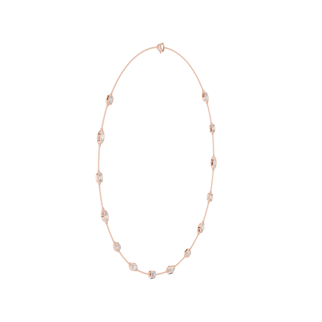 Marquise & Emerald 2.8 ctw Diamond Station Necklace - P1121