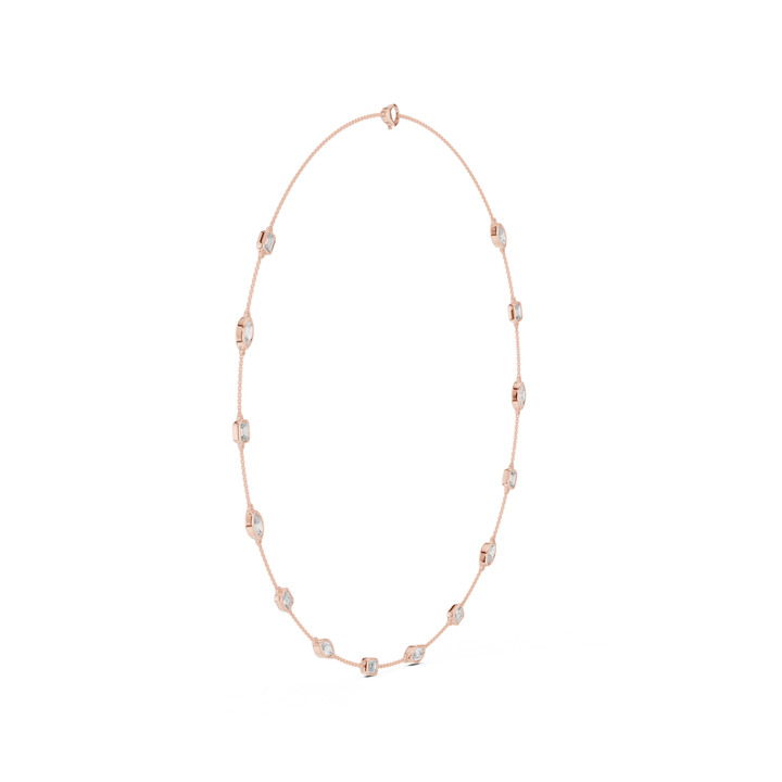 Marquise & Emerald 2.8 ctw Diamond Station Necklace - P1121