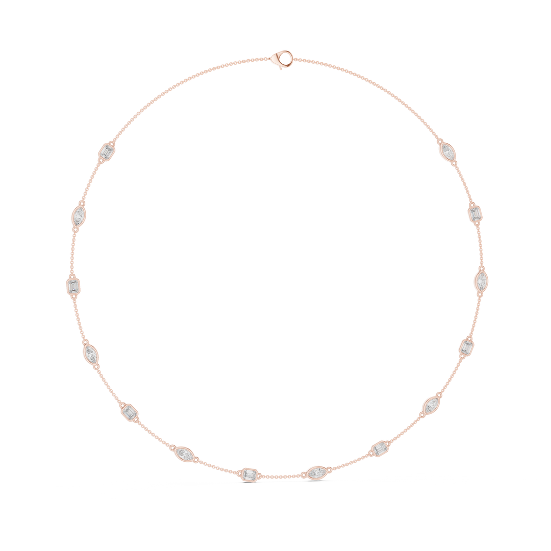 Marquise & Emerald 2.8 ctw Diamond Station Necklace - P1121