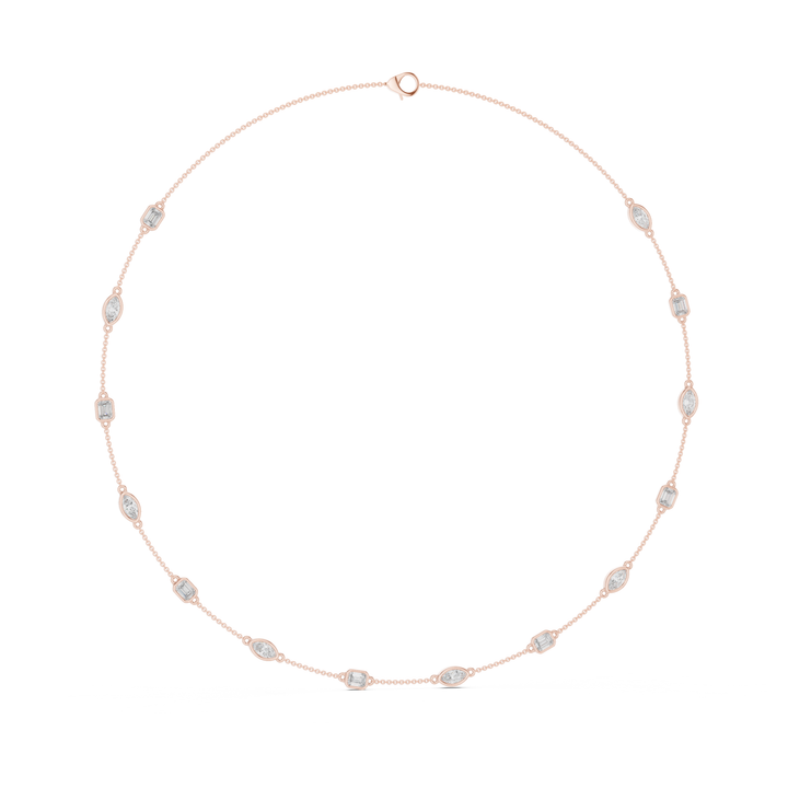 Marquise & Emerald 2.8 ctw Diamond Station Necklace - P1121