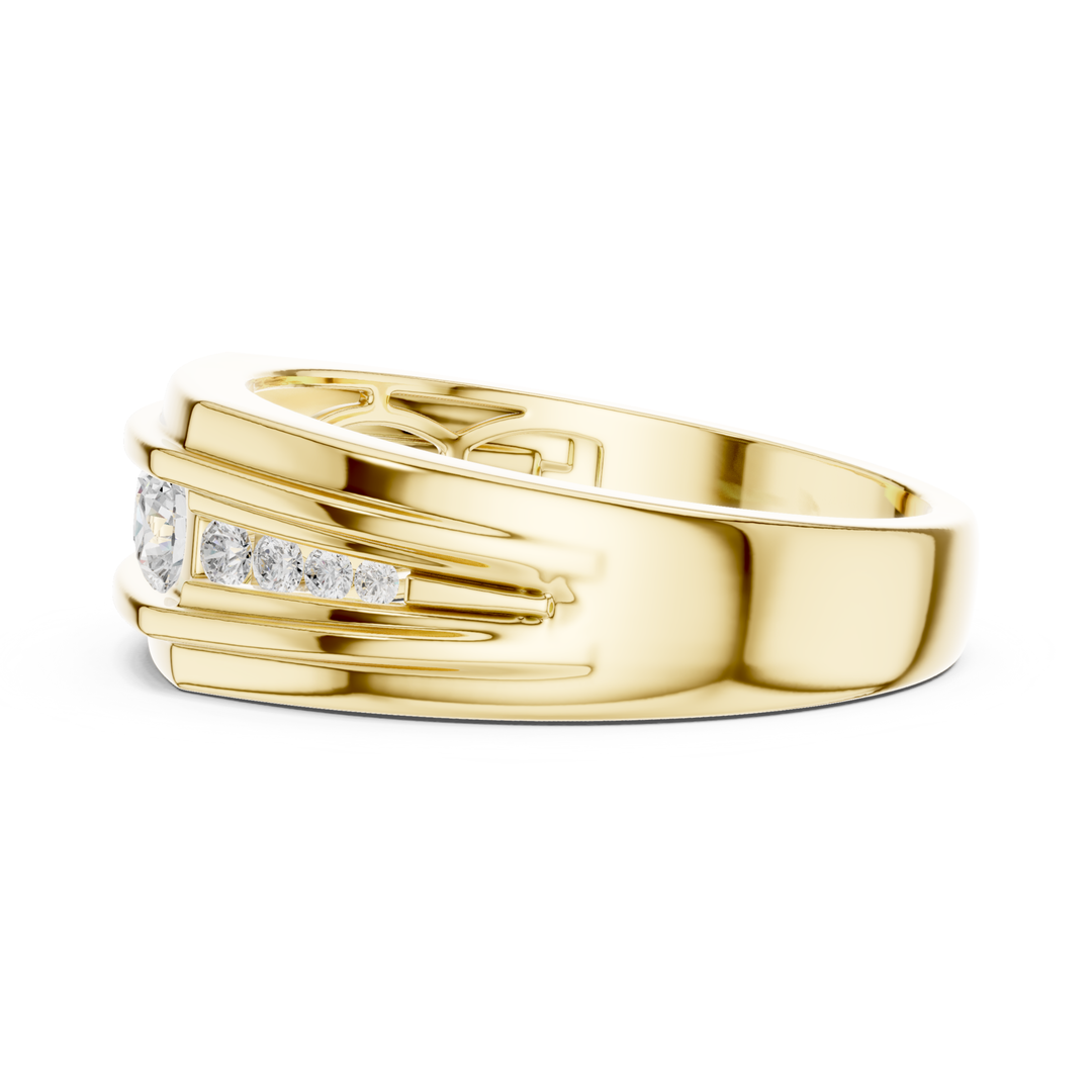 Channel Set Round Diamond Men's Band - B1136
