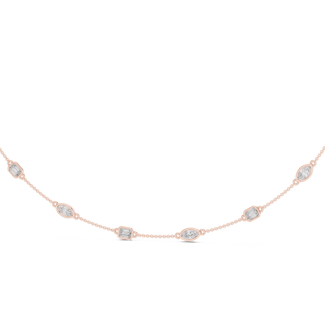 Marquise & Emerald 2.8 ctw Diamond Station Necklace - P1121