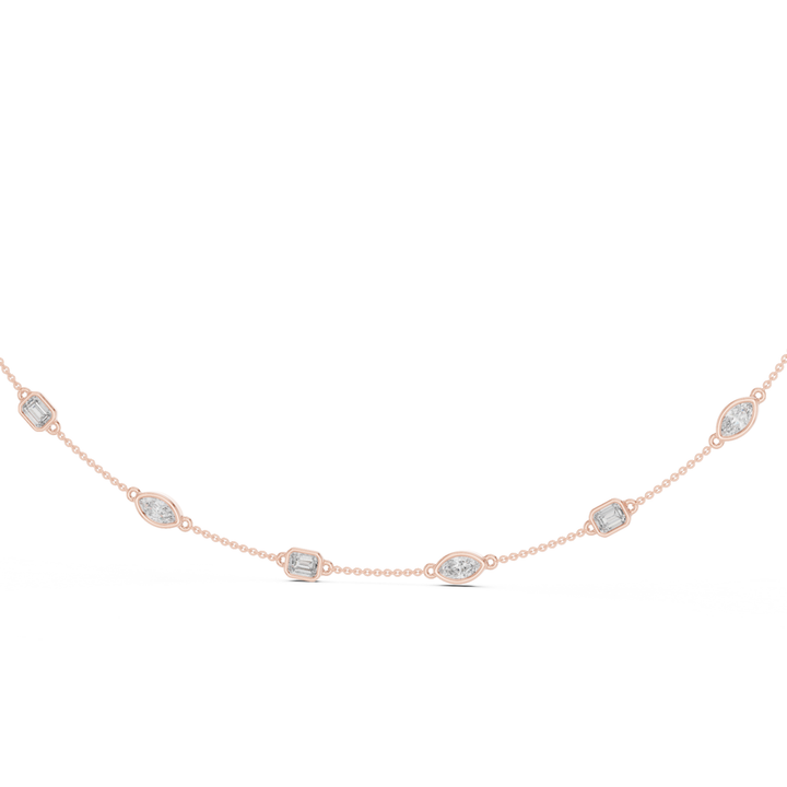 Marquise & Emerald 2.8 ctw Diamond Station Necklace - P1121
