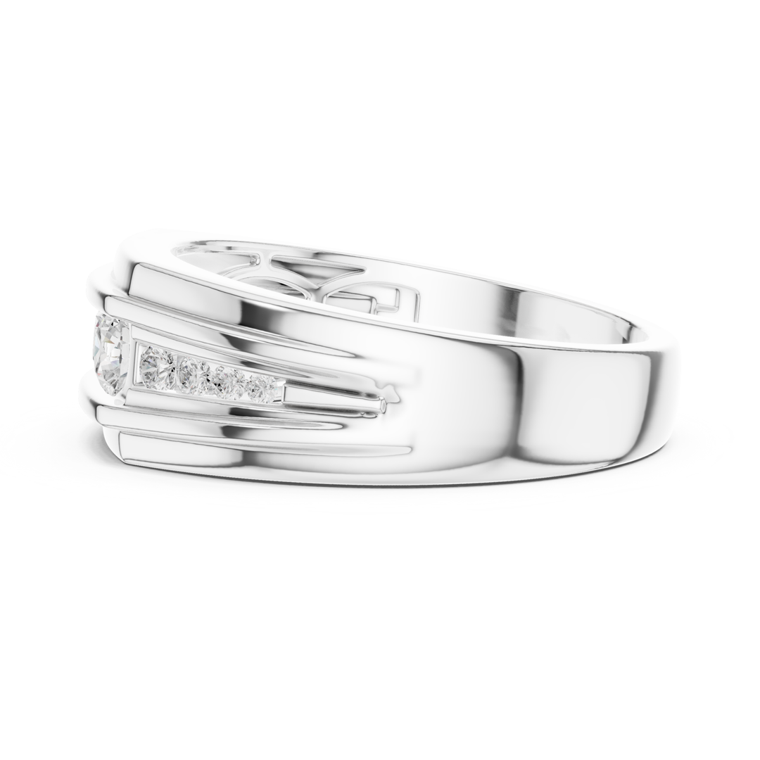 Channel Set Round Diamond Men's Band - B1136