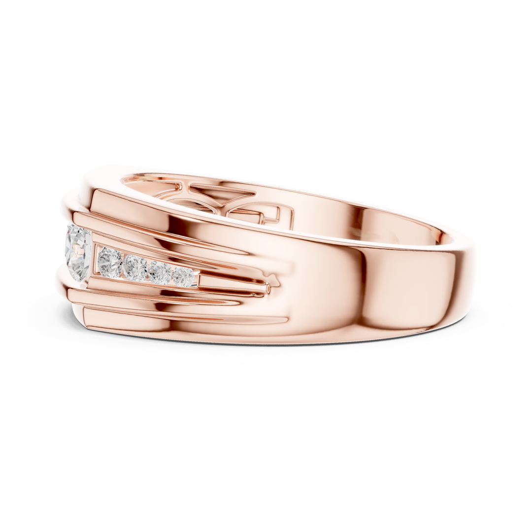 Channel Set Round Diamond Men's Band - B1136