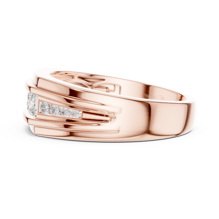 Channel Set Round Diamond Men's Band - B1136