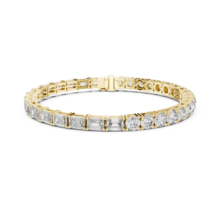 Emerald & Round 12.6 ctw Lab Diamond Tennis Bracelet- BC124
