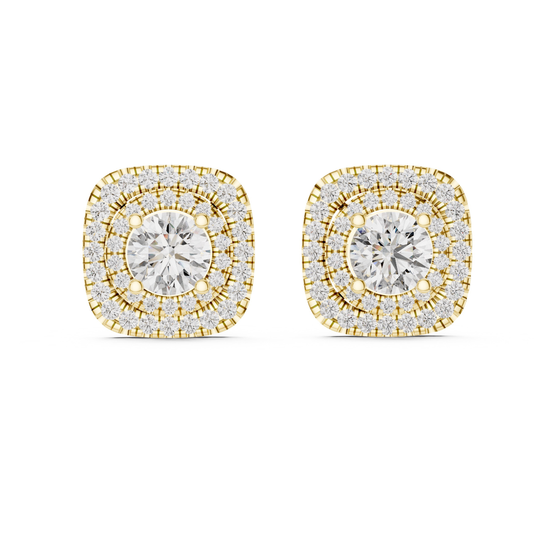 Square Halo 3.88 ctw Diamond Stud Earrings - E1130