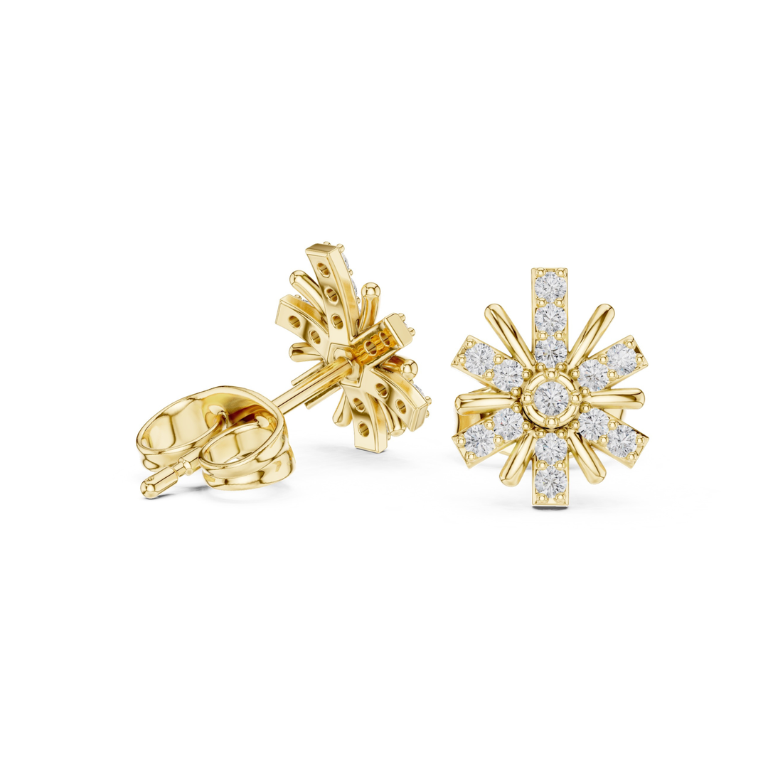 Diamond Sunburst Stud Earrings - E1132