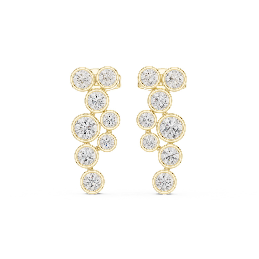 Bezel Diamond Cascade Drop Earrings - E1124