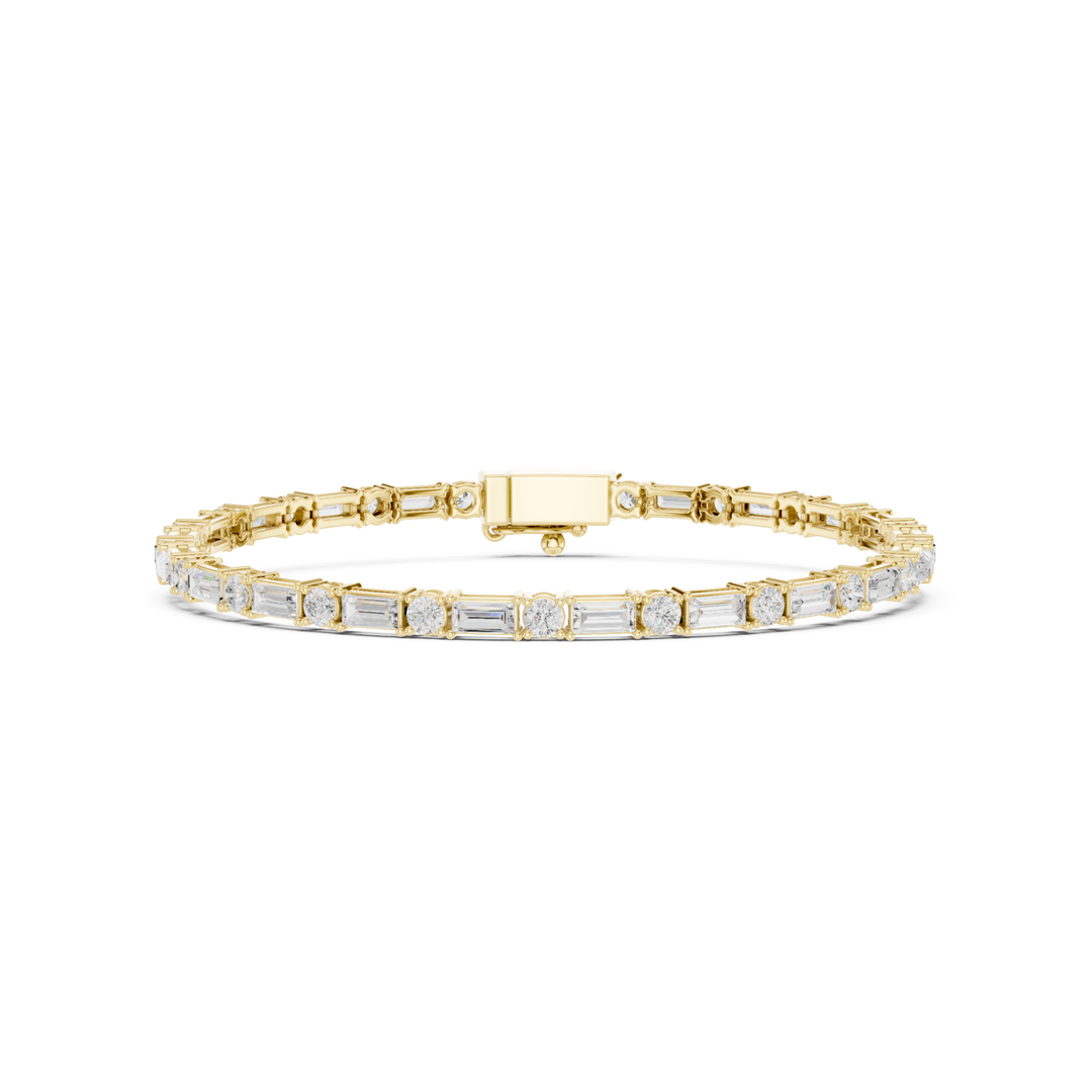 Baguette & Round 3.9 ctw Lab Diamond Tennis Bracelet - BC128