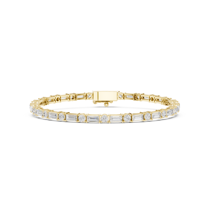 Baguette & Round 3.9 ctw Lab Diamond Tennis Bracelet - BC128
