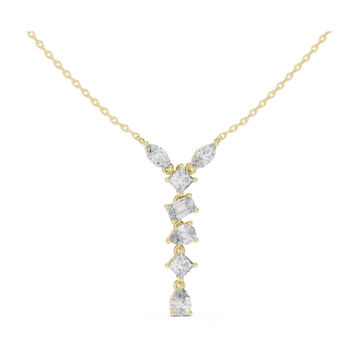 Mixed-Cut 3.5 ctw Diamond Drop Necklace - P1126