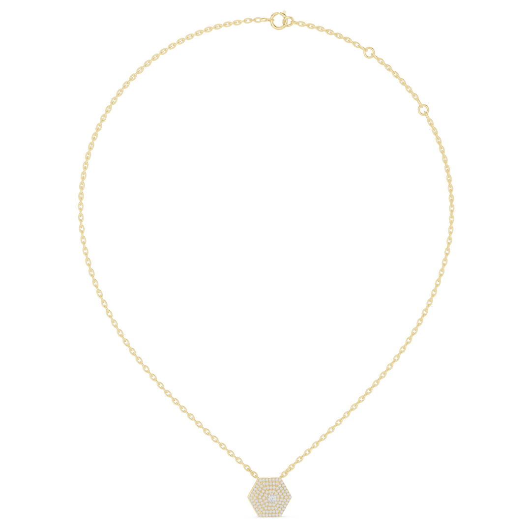 Hexagon Diamond Pendant Necklace - P1131