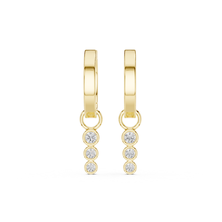Three Stone Diamond Drop Huggie Earrings - E1127