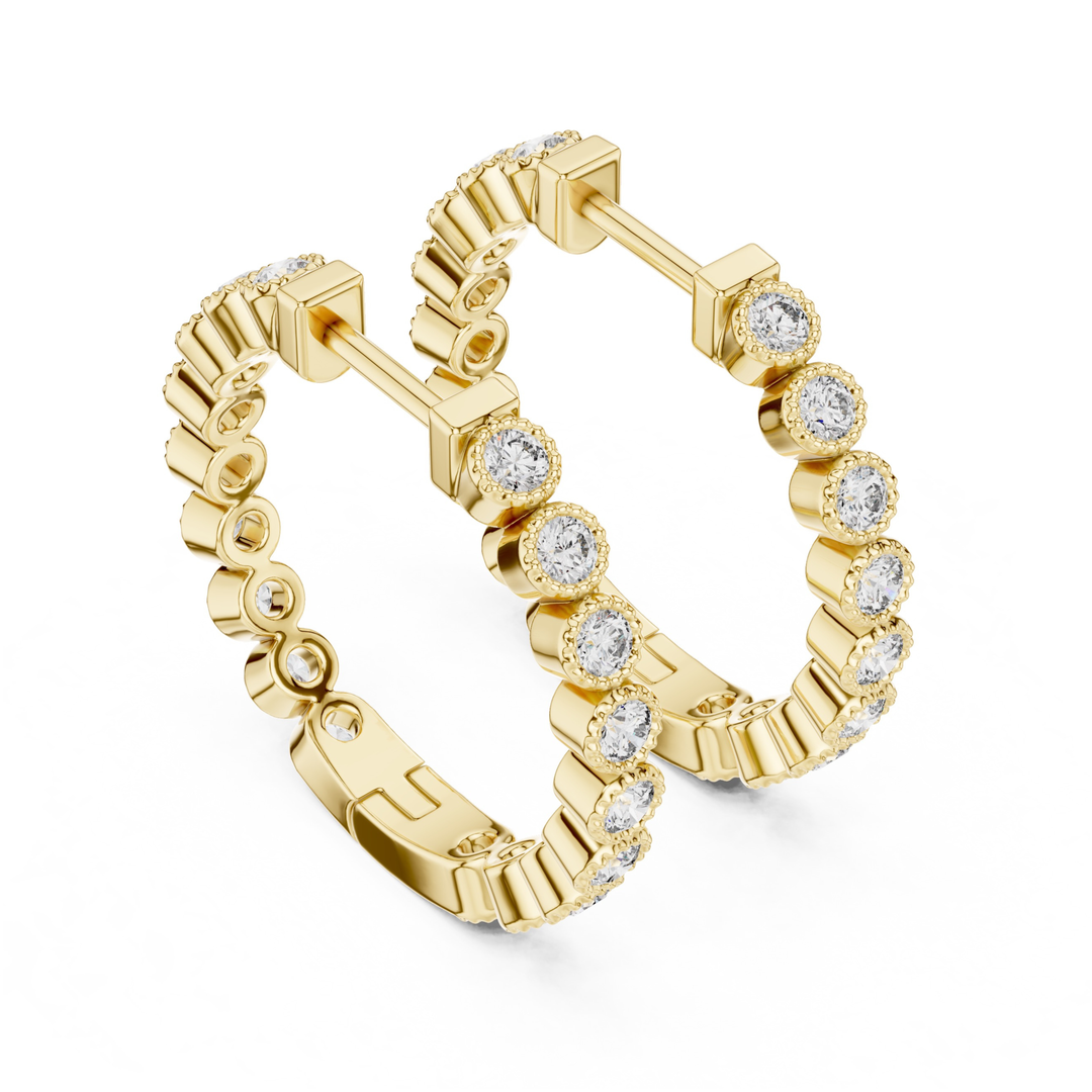Bezel Diamond Hoop Earrings - E1123