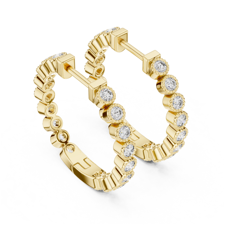 Bezel Diamond Hoop Earrings - E1123