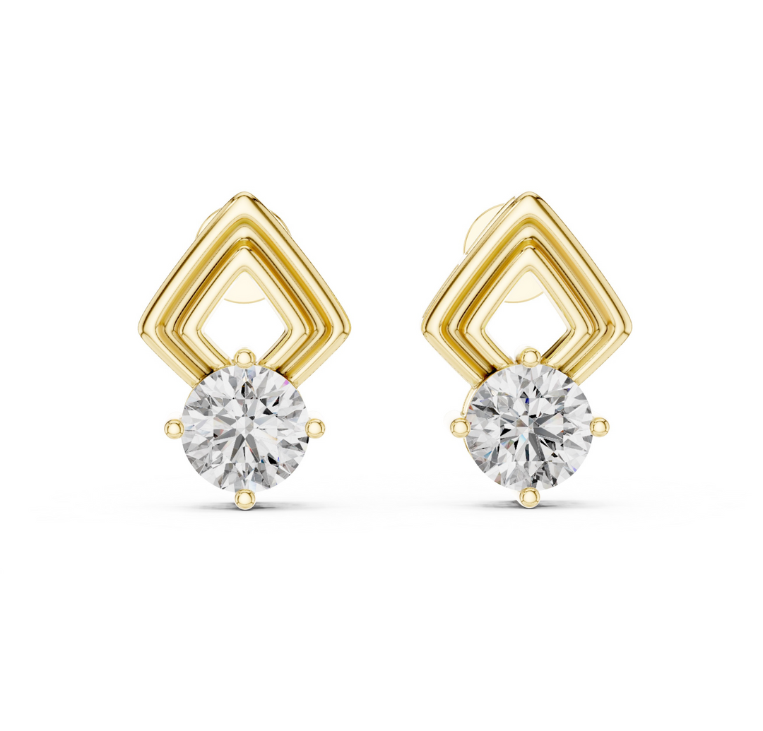 Geometric 2.5 ctw Diamond Stud Earrings - E1125