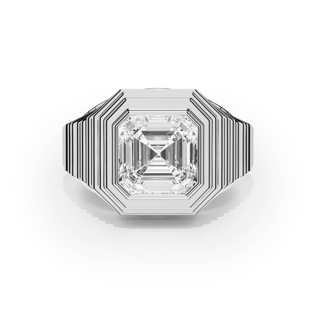 Tapered Asscher Diamond Signet Ring - R1264
