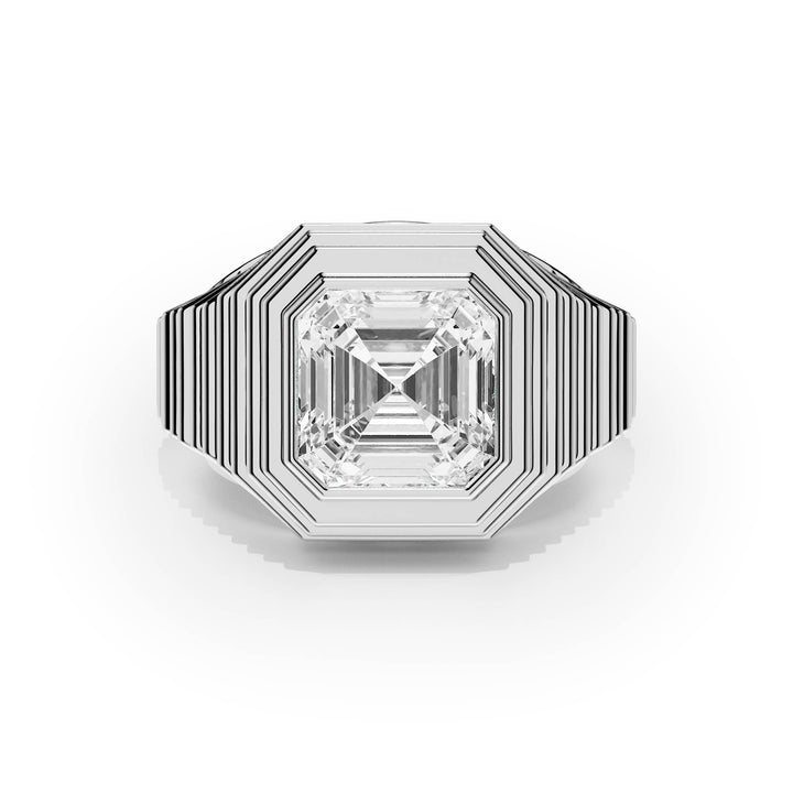 Tapered Asscher Diamond Signet Ring - R1264