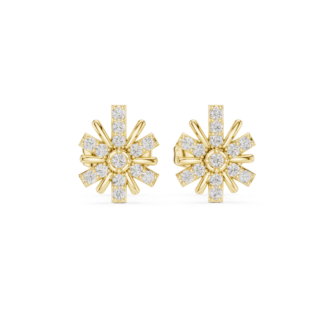 Diamond Sunburst Stud Earrings - E1132