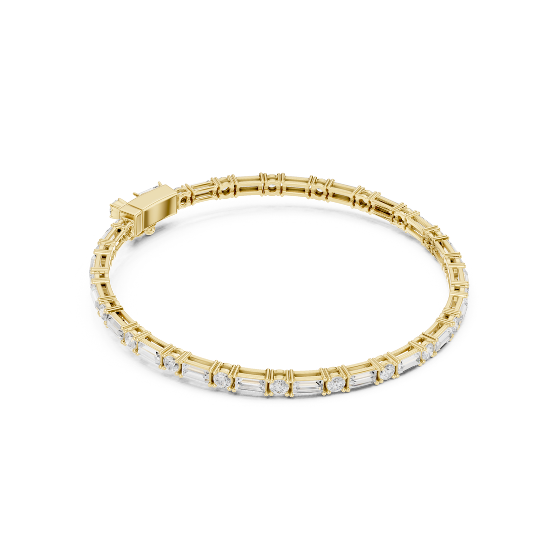 Baguette & Round 3.9 ctw Lab Diamond Tennis Bracelet - BC128