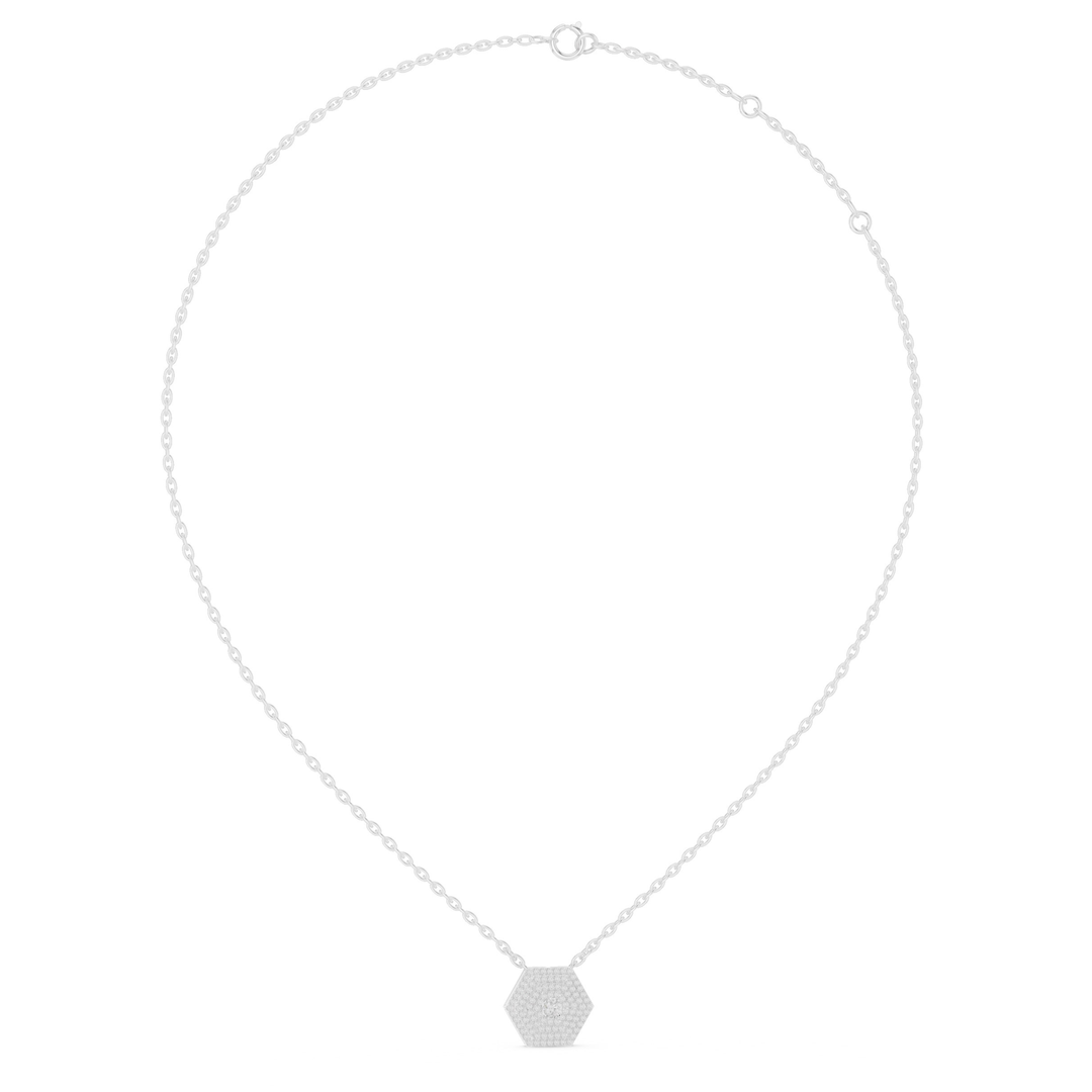 Hexagon Diamond Pendant Necklace - P1131
