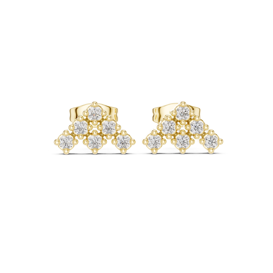 Diamond Cluster Stud Earrings - E1131
