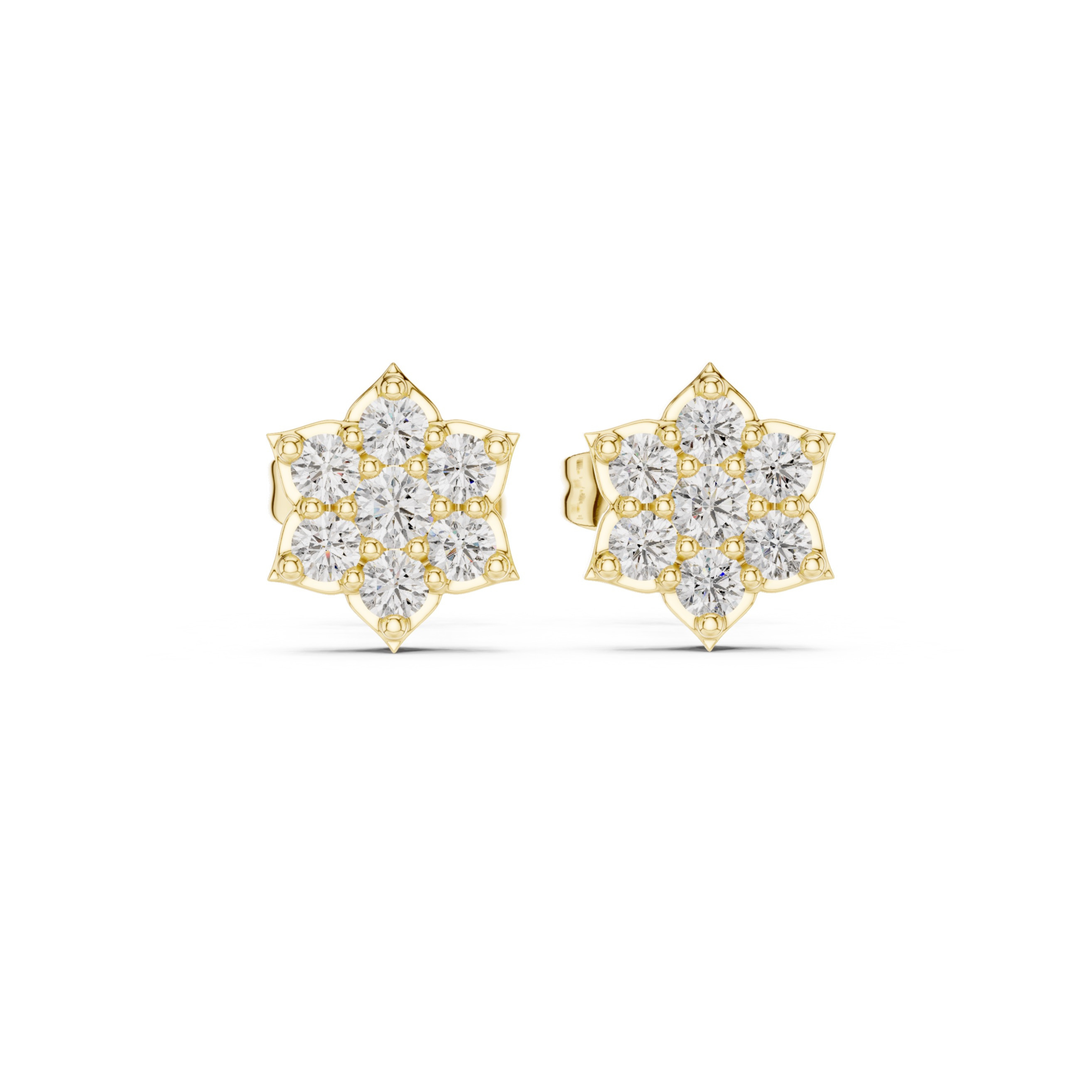 Diamond Flower Stud Earrings - E1129