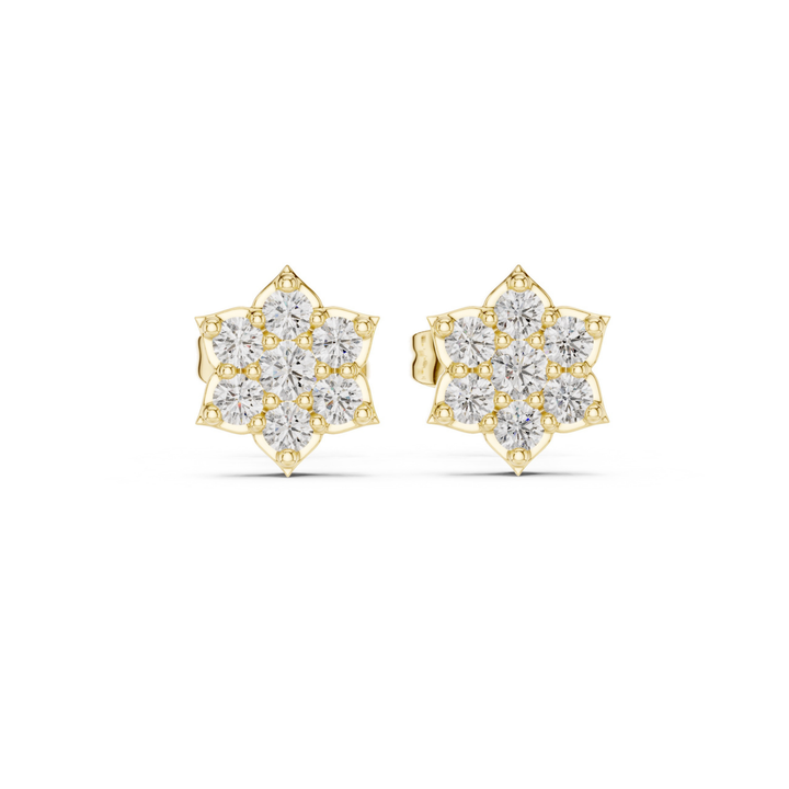 Diamond Flower Stud Earrings - E1129