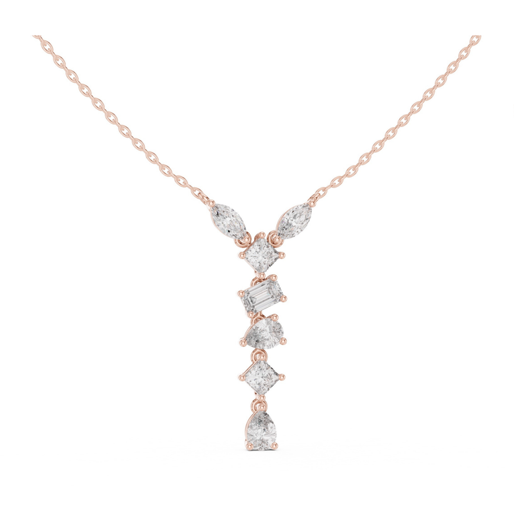 Mixed-Cut 3.5 ctw Diamond Drop Necklace - P1126