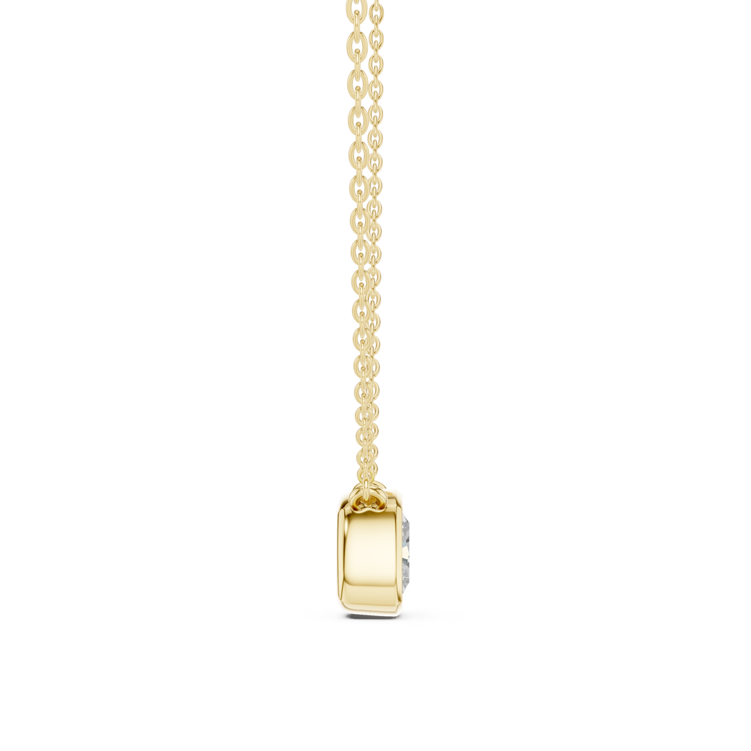 Cushion Cut Diamond Bezel Solitaire Pendant - P1135CU