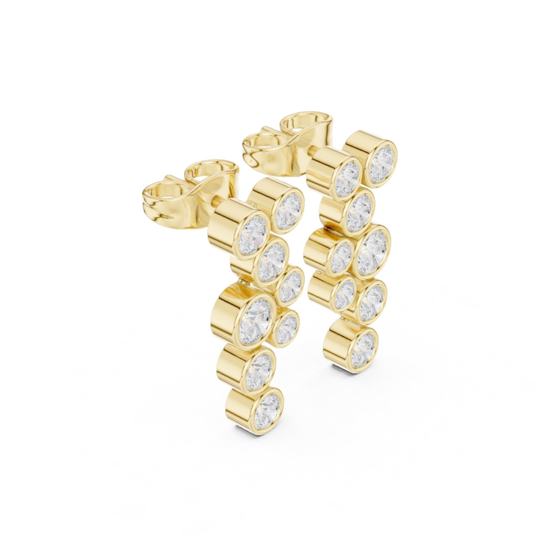Bezel Diamond Cascade Drop Earrings - E1124