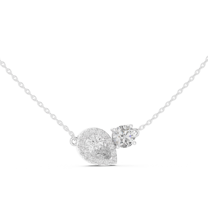 Pear & Round Toi et Moi 2.30 ctw Diamond Necklace - P1123