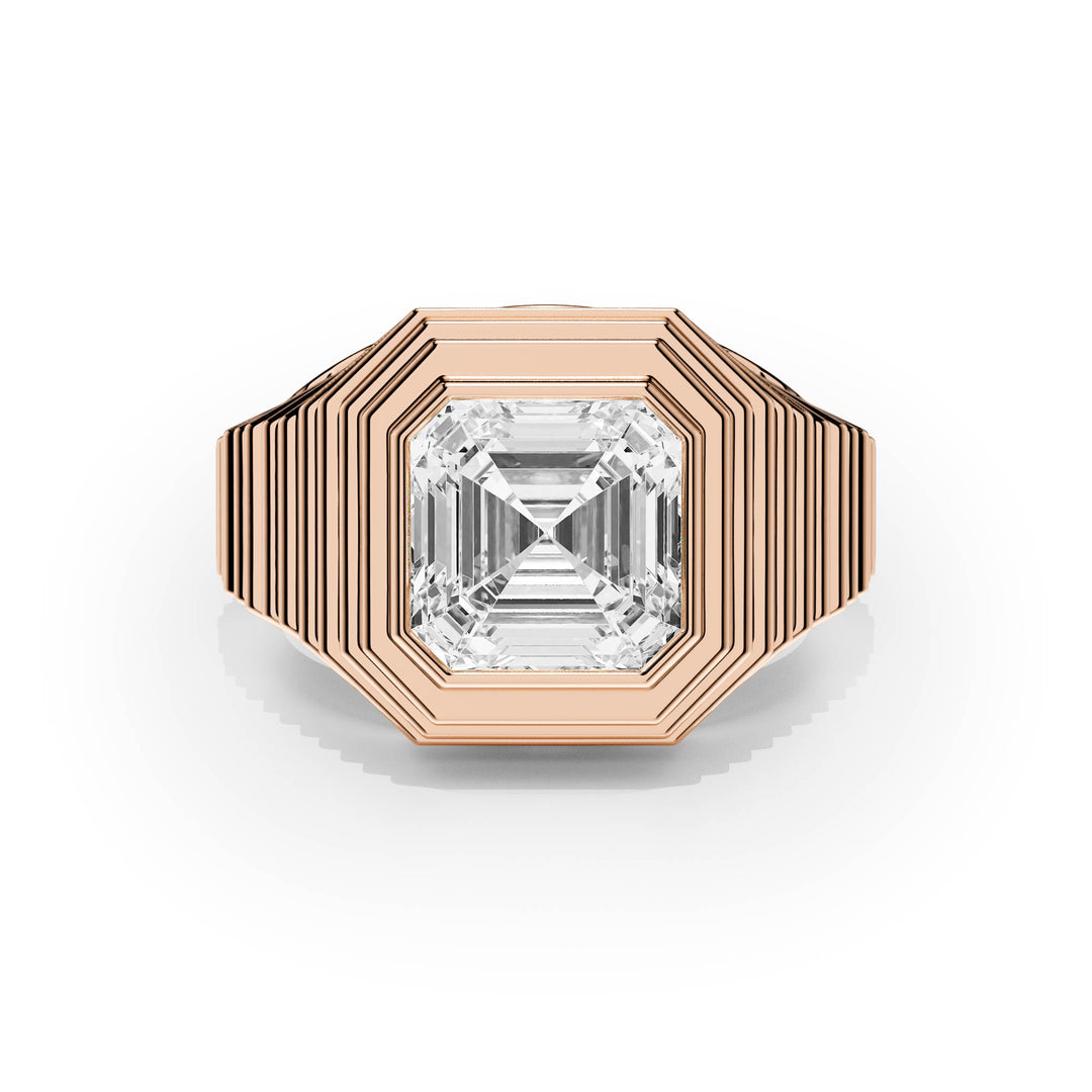 Tapered Asscher Diamond Signet Ring - R1264