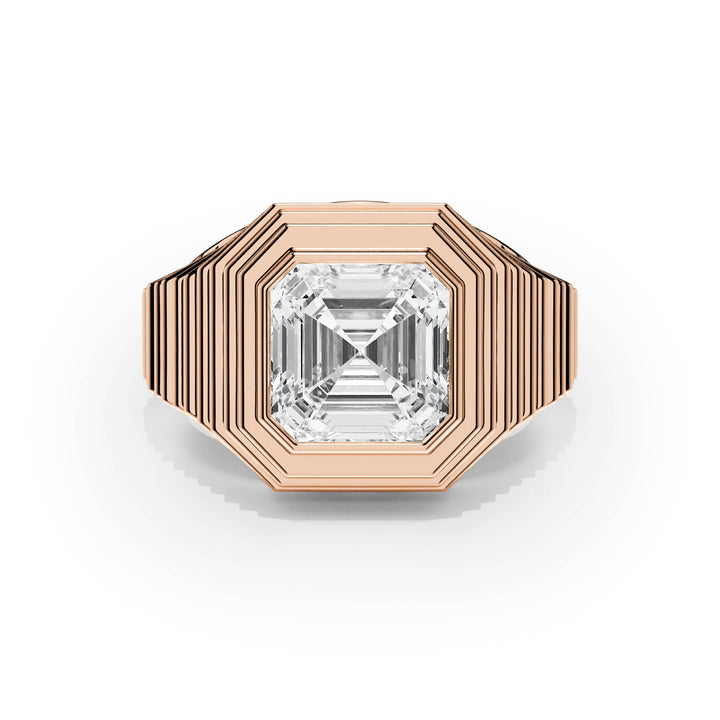 Tapered Asscher Diamond Signet Ring - R1264