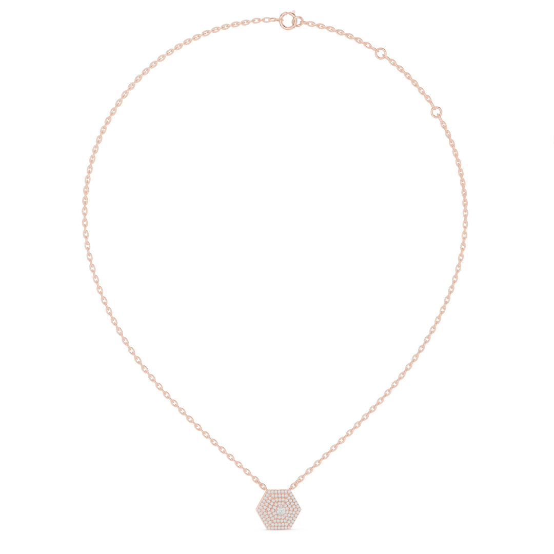 Hexagon Diamond Pendant Necklace - P1131