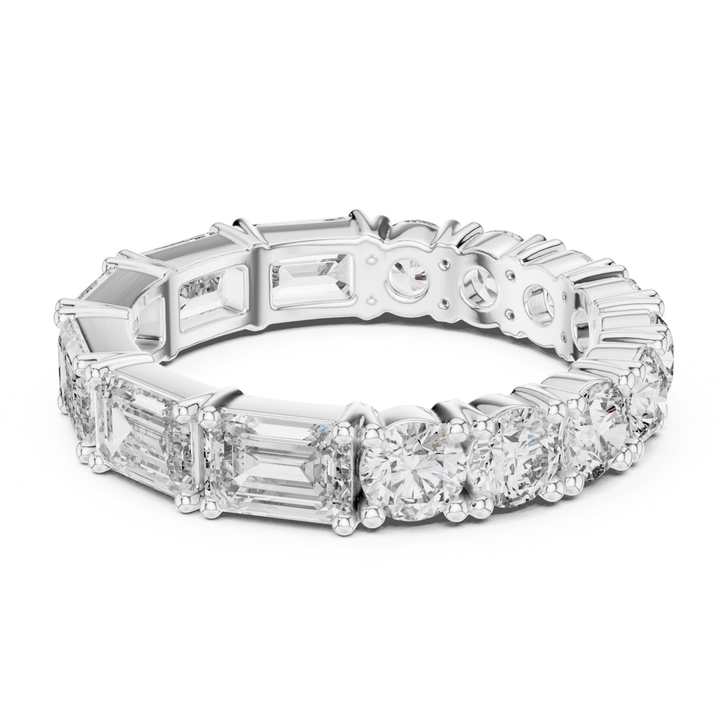 Emerald & Round 4.1 ctw Diamond Eternity Band - B1129