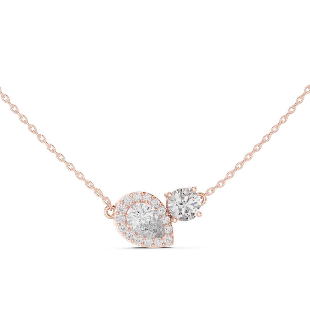 Pear & Round Toi et Moi 2.30 ctw Diamond Necklace - P1123