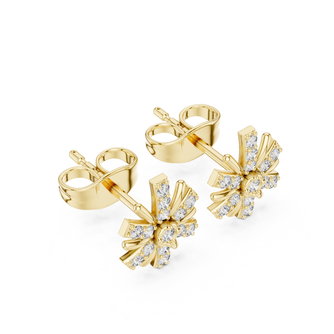 Diamond Sunburst Stud Earrings - E1132