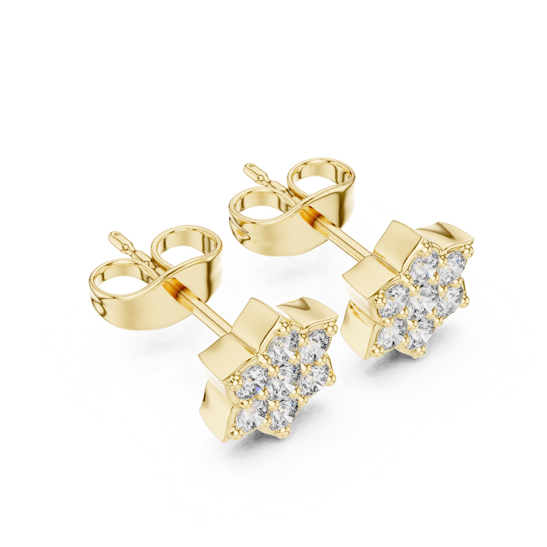 Diamond Flower Stud Earrings - E1129