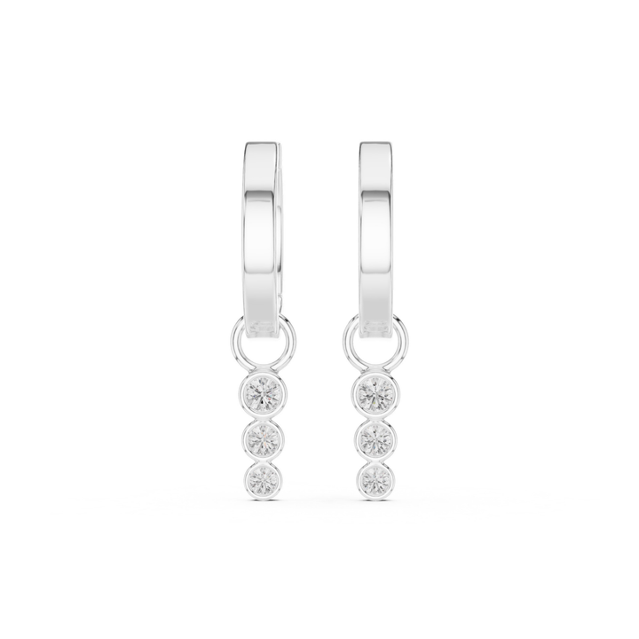 Three Stone Diamond Drop Huggie Earrings - E1127