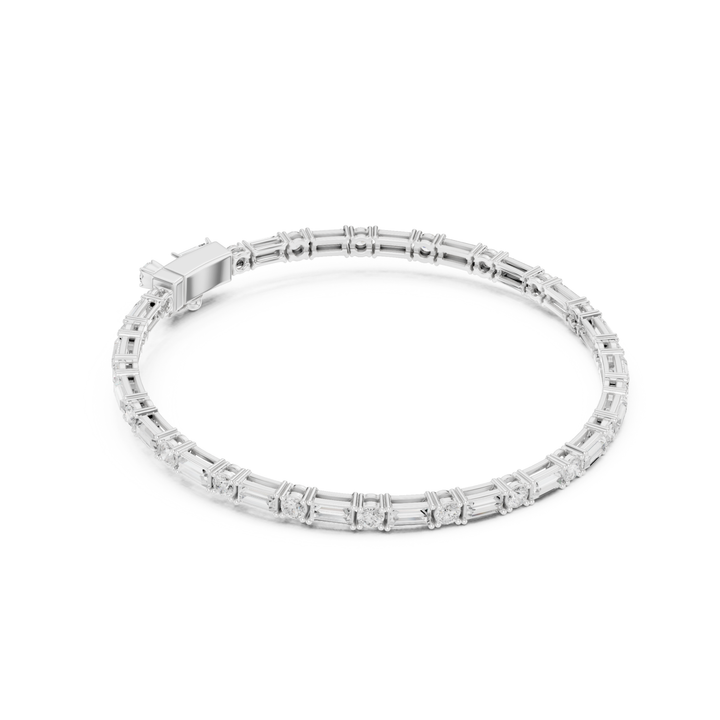 Baguette & Round 3.9 ctw Lab Diamond Tennis Bracelet - BC128